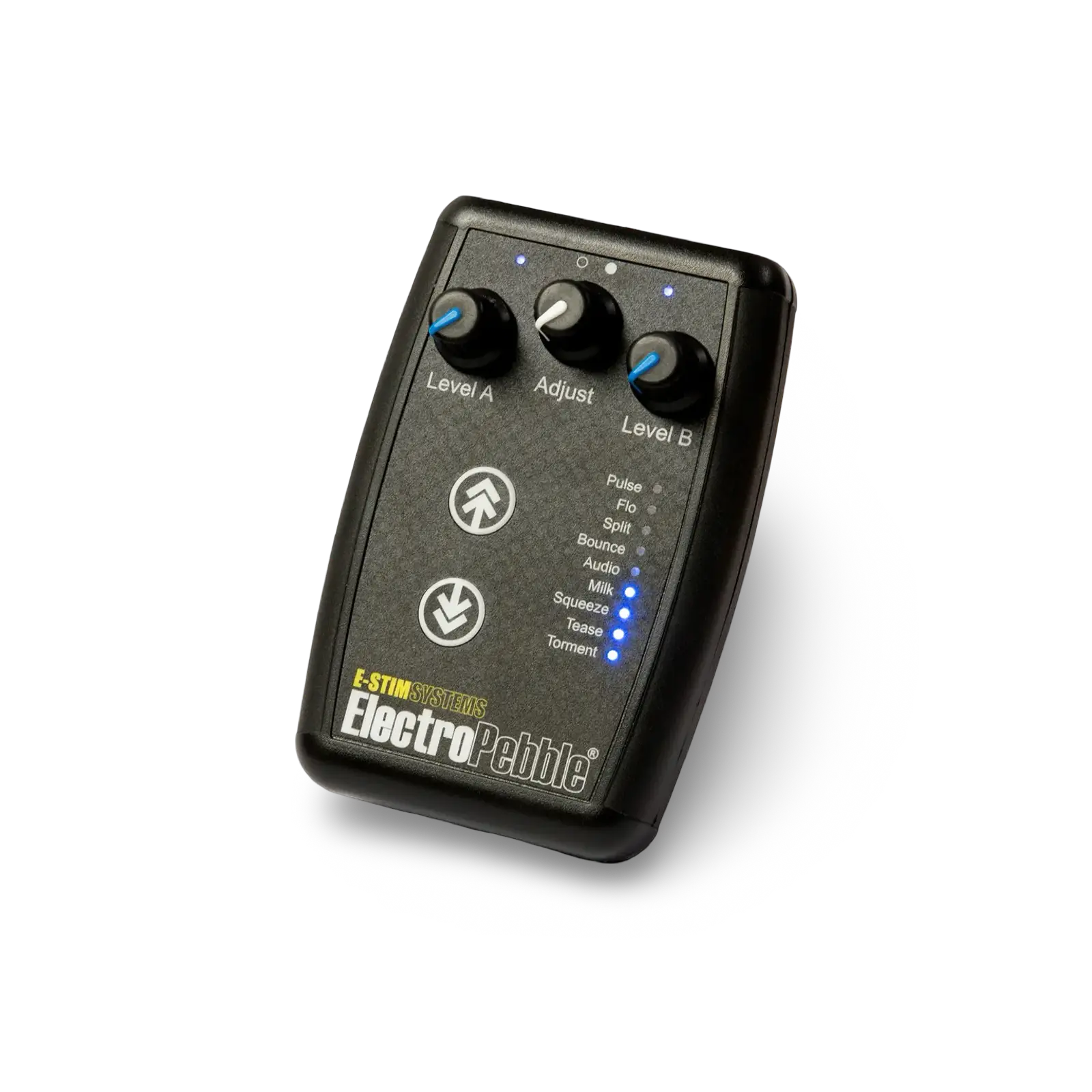 ElectroPebble 2-kanals E-Stim-strömförsörjningsenhet med ljudläge och nio program.