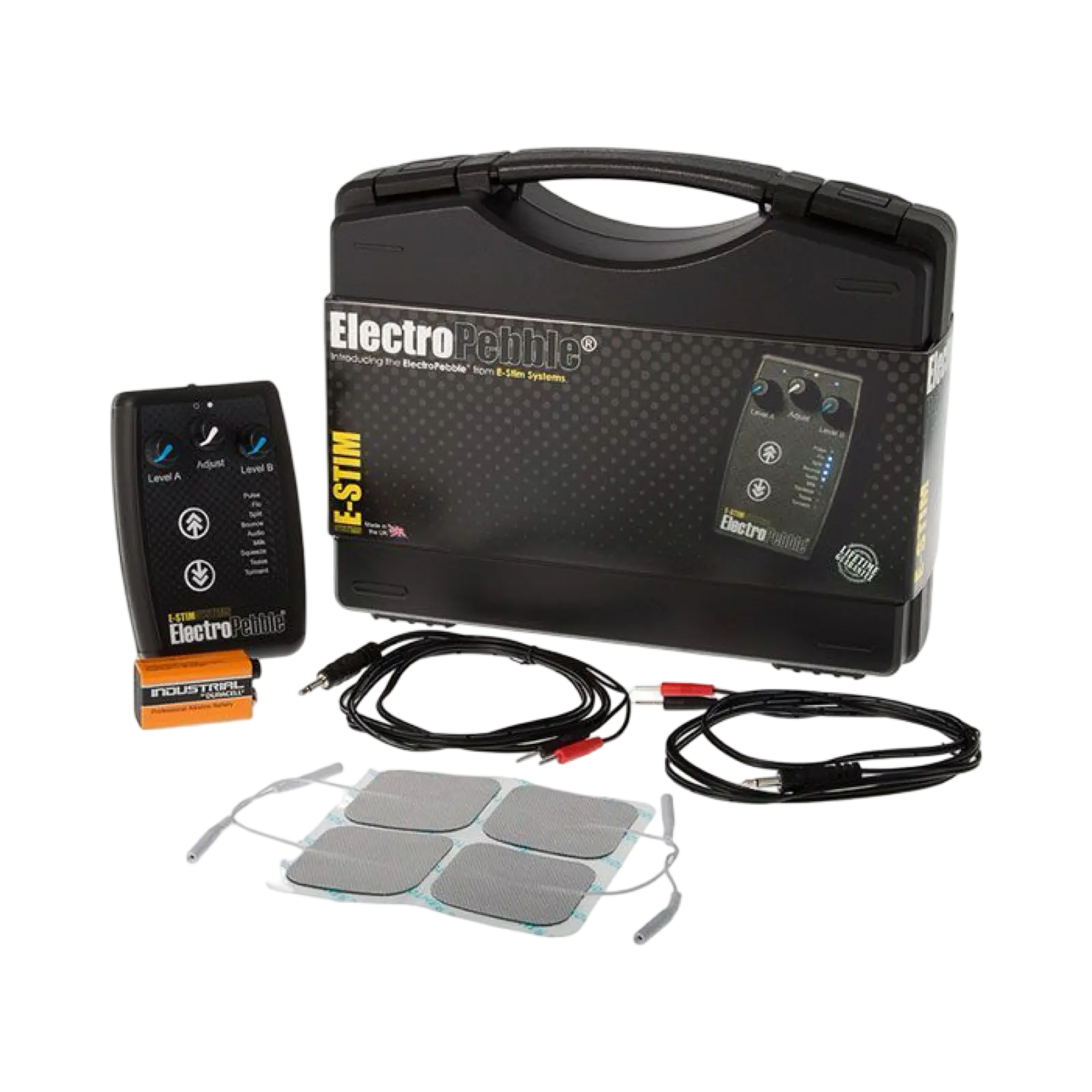 ElectroPebble 2-kanals E-Stim-strömförsörjningsenhet med ljudläge och nio program.