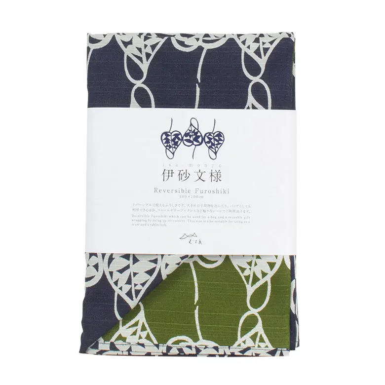 Vändbart japanskt Furoshiki-repkläde från Isa Monyo-serien med Heart Vine-design.
